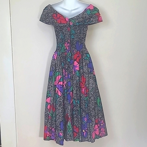 Robbie Bee Vintage Fit & Flare Dress 100% Cotton Made in USA Milkmaid House - Picture 5 of 9
